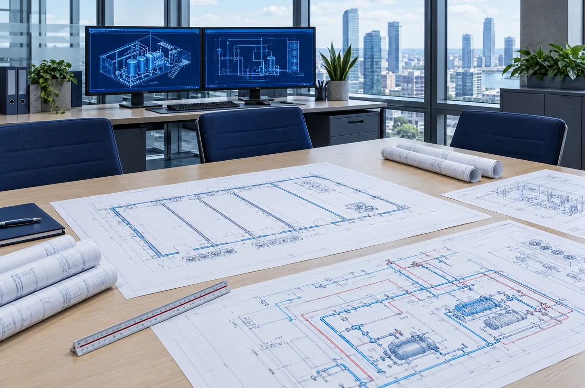 Ingénieurs travaillant sur des plans d’installation