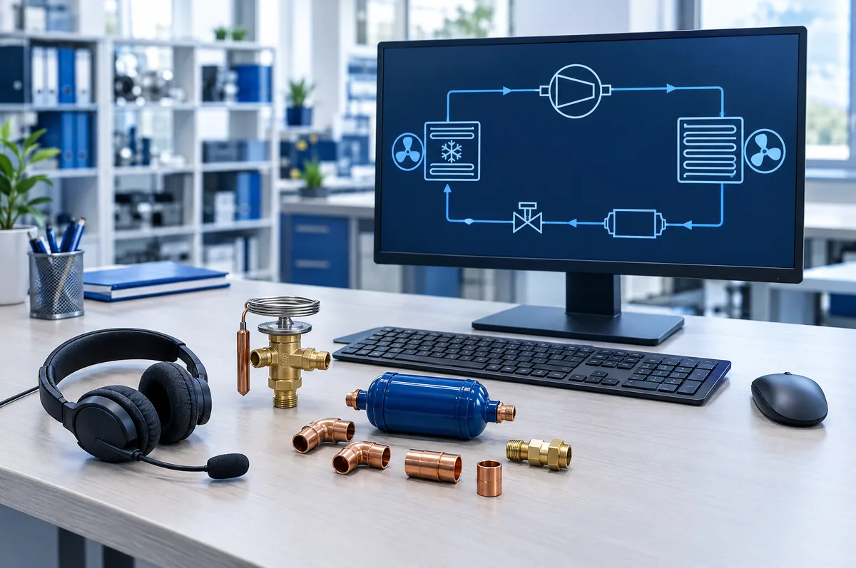 Technicien du support présentant un détendeur à un client